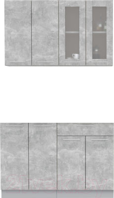 Кухонный гарнитур Интерлиния Мила 12 без столешницы (бетон) - фото