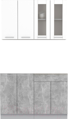 Кухонный гарнитур Интерлиния Мила 12 без столешницы (белый платинум/бетон) - фото