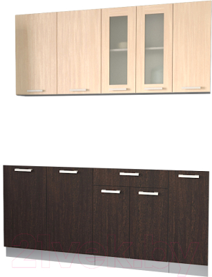 Кухонный гарнитур Интерлиния Мила 17 без столешницы (дуб молочный/дуб венге) - фото
