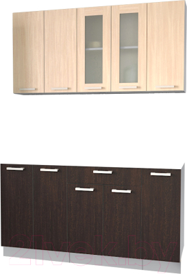 Кухонный гарнитур Интерлиния Мила 15 без столешницы (дуб молочный/дуб венге) - фото