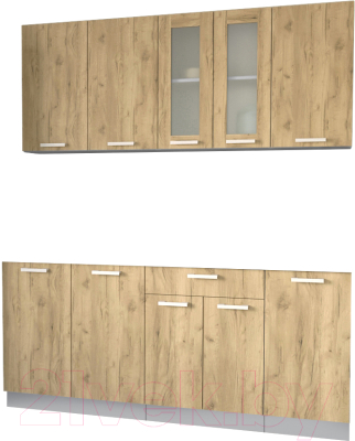 Кухонный гарнитур Интерлиния Мила 18 Без столешницы (дуб золотой) - фото