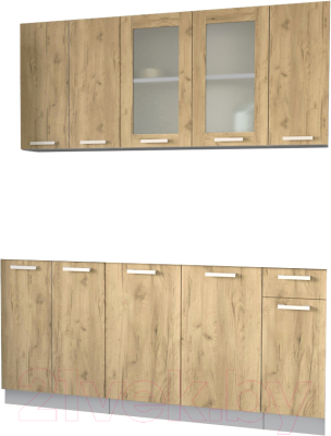 Кухонный гарнитур Интерлиния Мила 17-60 без столешницы (дуб золотой) - фото