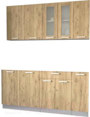 Кухонный гарнитур Интерлиния Мила 17 без столешницы (дуб золотой) - фото