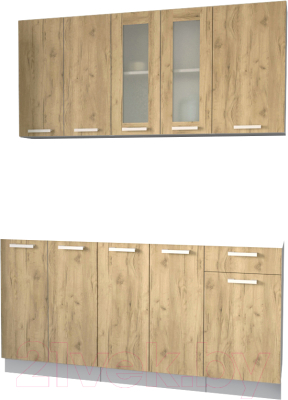 Кухонный гарнитур Интерлиния Мила 16-60 без столешницы (дуб золотой) - фото