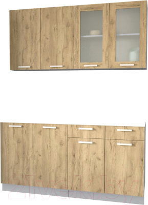 Кухонный гарнитур Интерлиния Мила 16 без столешницы (дуб золотой) - фото