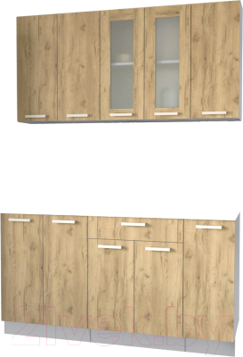 Кухонный гарнитур Интерлиния Мила 15 без столешницы (дуб золотой) - фото