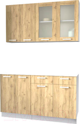 Кухонный гарнитур Интерлиния Мила 14-60 без столешницы (дуб золотой) - фото