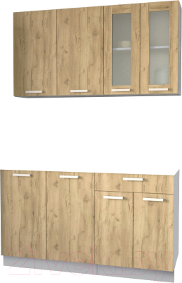 Кухонный гарнитур Интерлиния Мила 14 без столешницы (дуб золотой) - фото