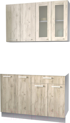 Кухонный гарнитур Интерлиния Мила 12 без столешницы (дуб белый/дуб серый) - фото