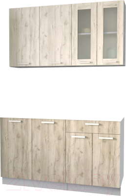 Кухонный гарнитур Интерлиния Мила 14 без столешницы (дуб белый/дуб серый) - фото