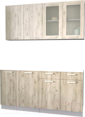 Кухонный гарнитур Интерлиния Мила 16 без столешницы (дуб белый/дуб серый) - фото