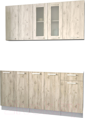 Кухонный гарнитур Интерлиния Мила 16-60 без столешницы (дуб белый/дуб серый) - фото