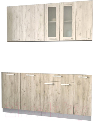 Кухонный гарнитур Интерлиния Мила 17 без столешницы (дуб белый/дуб серый) - фото