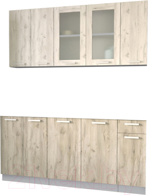 Кухонный гарнитур Интерлиния Мила 17-60 без столешницы (дуб белый/дуб серый) - фото