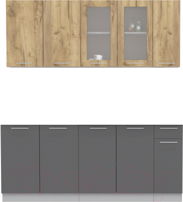 Кухонный гарнитур Интерлиния Мила 19 Без столешницы (дуб золотой/антрацит) - фото