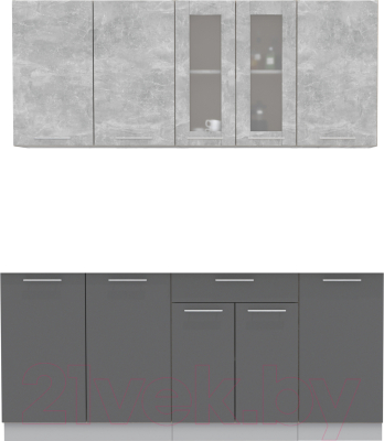 Кухонный гарнитур Интерлиния Мила 18 Без столешницы (бетон/антрацит) - фото