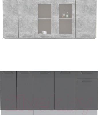 Кухонный гарнитур Интерлиния Мила 18-60 Без столешницы (бетон/антрацит) - фото