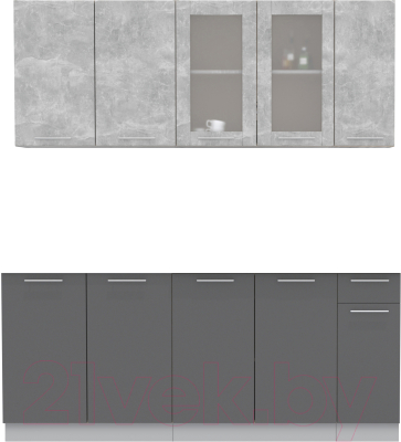 Кухонный гарнитур Интерлиния Мила 19 Без столешницы (бетон/антрацит) - фото