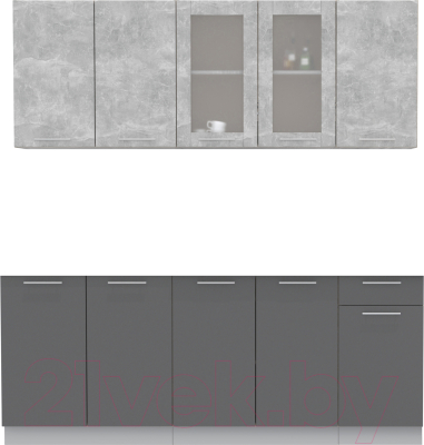 Кухонный гарнитур Интерлиния Мила 20 Без столешницы (бетон/антрацит) - фото