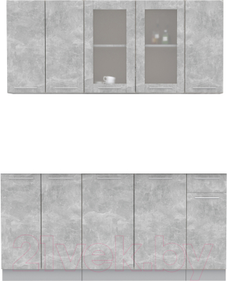 Кухонный гарнитур Интерлиния Мила 17-60 без столешницы (бетон/бетон) - фото