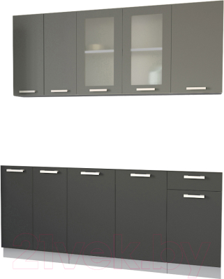 Кухонный гарнитур Интерлиния Мила 18-60 Без столешницы (серебристый/антрацит) - фото