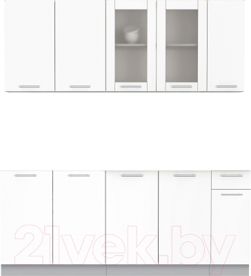 Кухонный гарнитур Интерлиния Мила 19 Без столешницы (белый платинум) - фото