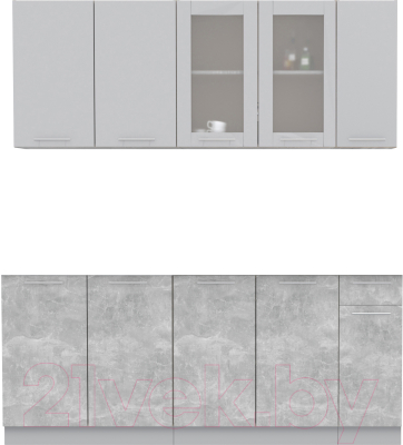 Кухонный гарнитур Интерлиния Мила 19 Без столешницы (серебристый/бетон) - фото