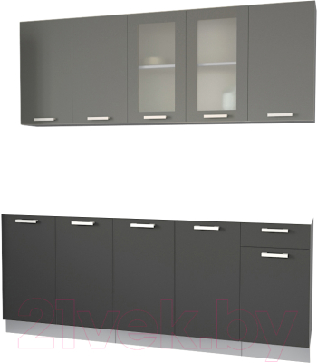 Кухонный гарнитур Интерлиния Мила 20 Без столешницы (серебристый/антрацит) - фото