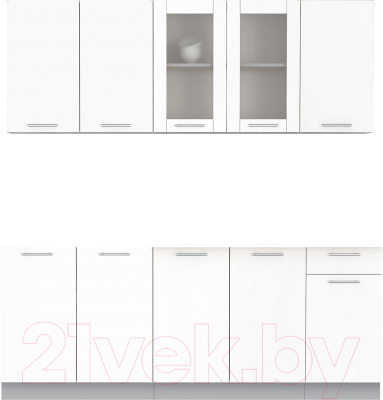 Кухонный гарнитур Интерлиния Мила 20 Без столешницы (белый платинум) - фото