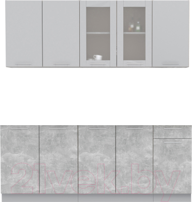 Кухонный гарнитур Интерлиния Мила 20 Без столешницы (серебристый/бетон) - фото