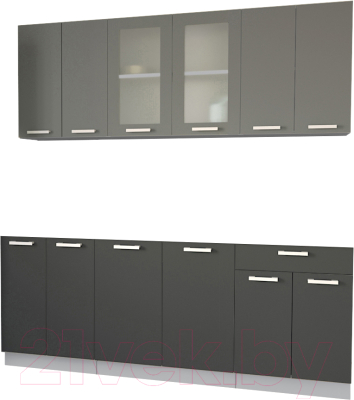 Кухонный гарнитур Интерлиния Мила 20-60 Без столешницы (серебристый/антрацит) - фото