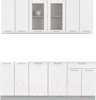 Кухонный гарнитур Интерлиния Мила 20-60 без столешницы (белый платинум) - фото