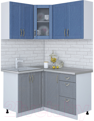 Кухонный гарнитур Интерлиния Мила Крафт 1.2x1.4 (дуб серый/дуб лазурный/травертин серый) - фото