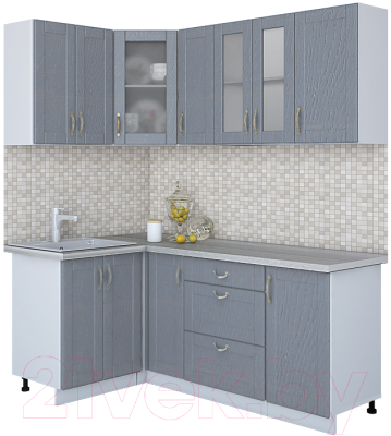 Кухонный гарнитур Интерлиния Мила Крафт 1.2x1.9 (дуб серый/дуб серый/травертин серый) - фото