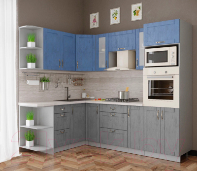 Готовая кухня Интерлиния Мила Крафт 1.68x2.4 левая - фото