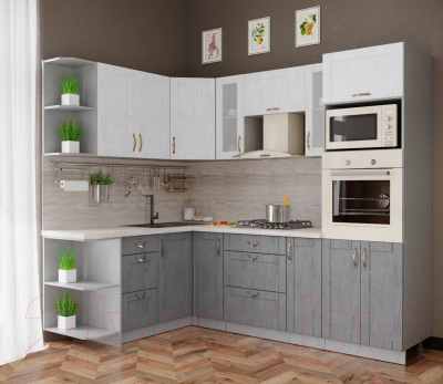 Готовая кухня Интерлиния Мила Крафт 1.68x2.4 левая - фото