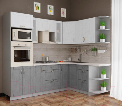 Готовая кухня Интерлиния Мила Крафт 1.68x2.4 правая - фото