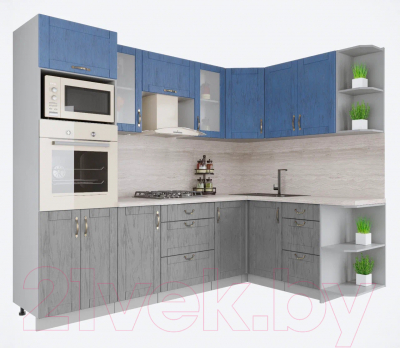 Готовая кухня Интерлиния Мила Крафт 1.68x2.6 правая - фото