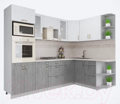 Готовая кухня Интерлиния Мила Крафт 1.68x2.6 правая - фото