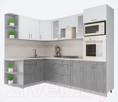 Готовая кухня Интерлиния Мила Крафт 1.68x2.6 левая - фото