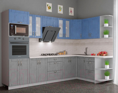 Готовая кухня Интерлиния Мила Крафт 1.68x3.0 правая