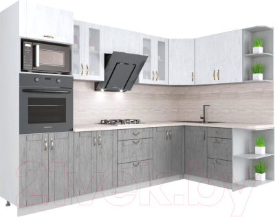 Готовая кухня Интерлиния Мила Крафт 1.68x3.0 правая - фото