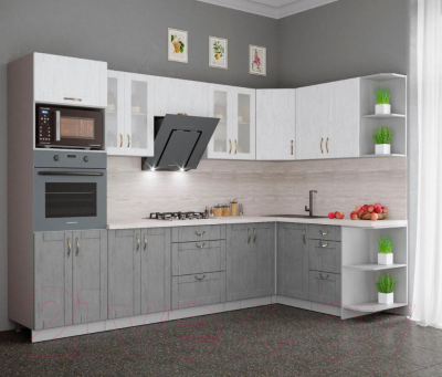 Готовая кухня Интерлиния Мила Крафт 1.68x3.0 правая
