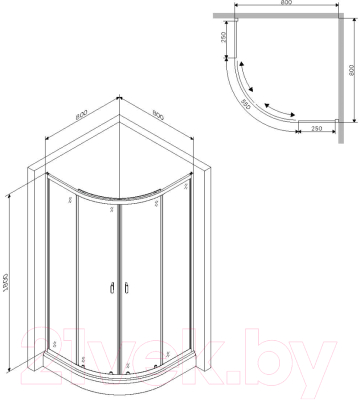 Душевой уголок AM.PM X-Joy W88G-205-080BT64 (без поддона)