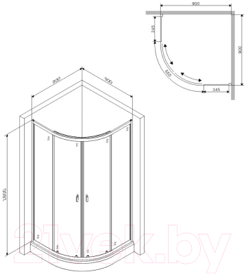 Душевой уголок AM.PM X-Joy W88G-205-090MT64 (без поддона)