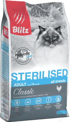 Сухой корм для кошек Blitz Pets Classic Sterilised Cats Chicken / 4357 - фото
