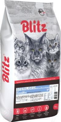 Сухой корм для кошек Blitz Pets Sensitive Sterilised Cats Turkey / 4412 - фото