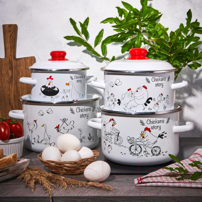 Кастрюля СтальЭмаль Chickens stories 1RD161M
