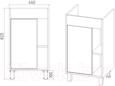 Тумба под умывальник Viant Бостон Como 50 / VBOS50CO-T1ST