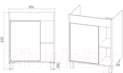 Тумба под умывальник Viant Бостон Como 70 / VBOS70CO-T1ST